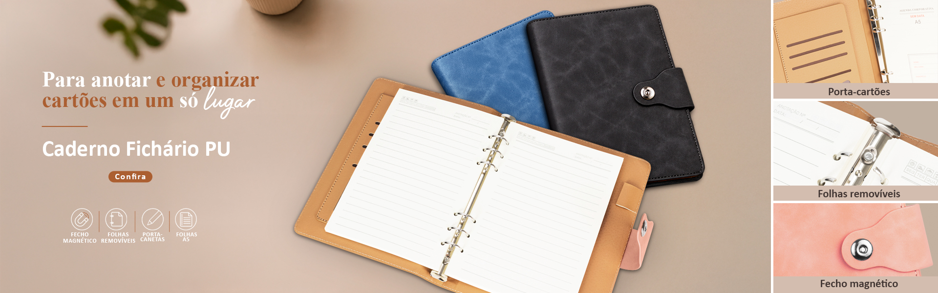 Caderno fichário para anotar e organizar