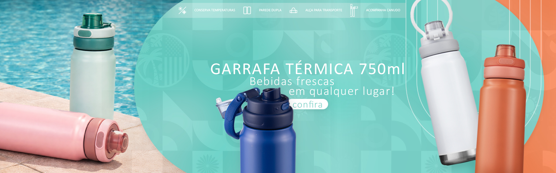 Garrafa térmica 750 ml em diversas cores